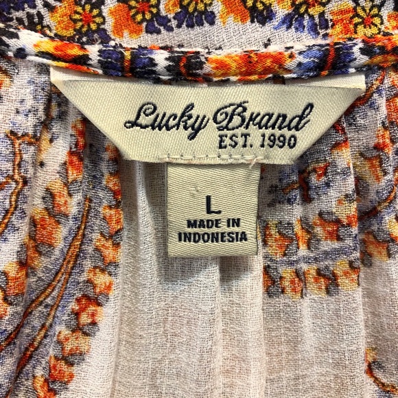 Lucky Brand Large Boho Paisley Peasant Blouse - Picture 8 of 9